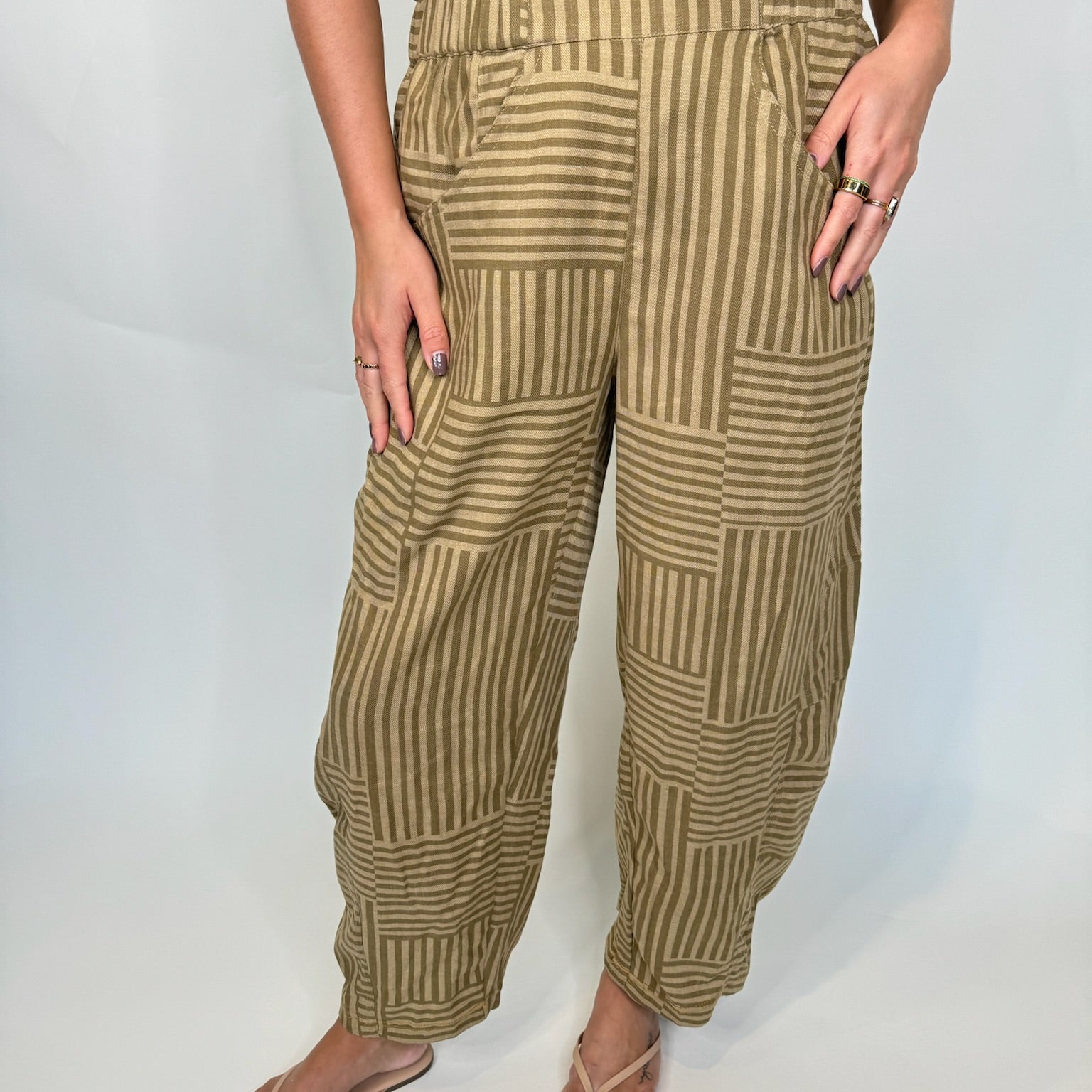Umgee Striped Baggy Fit Pants | Vagabond Apparel Boutique