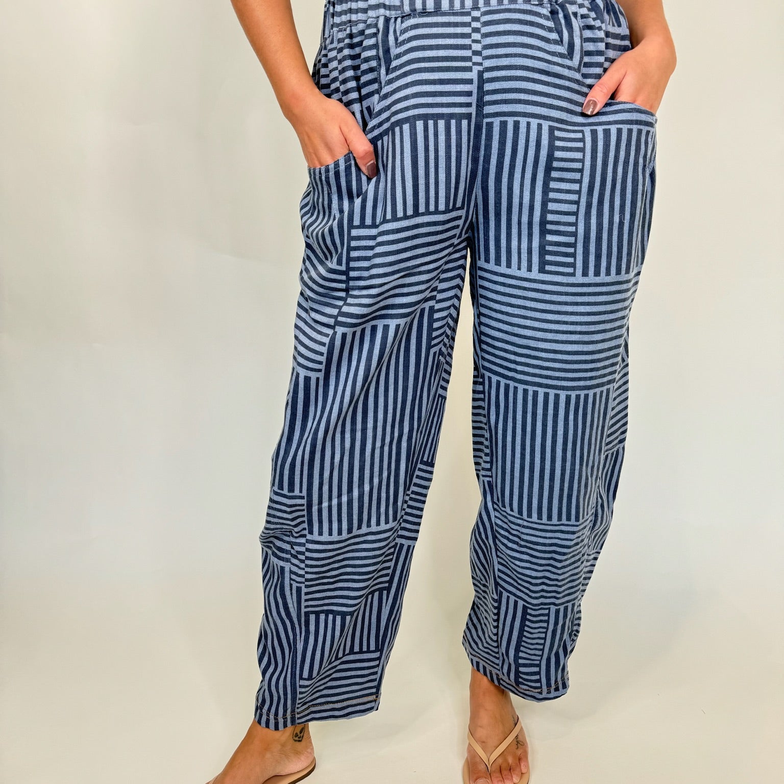 Umgee Striped Baggy Fit Pants | Vagabond Apparel Boutique