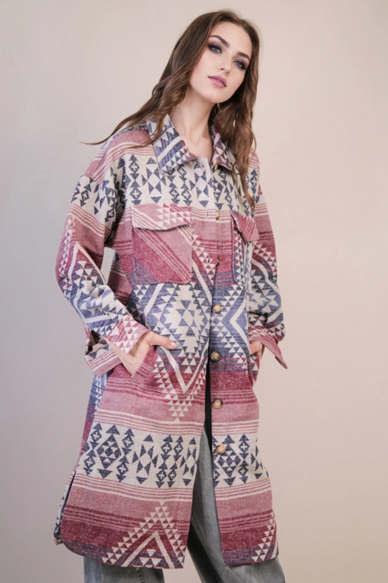 Very J | Aztec Long Jacket | Vagabond | Apparel | Boutique