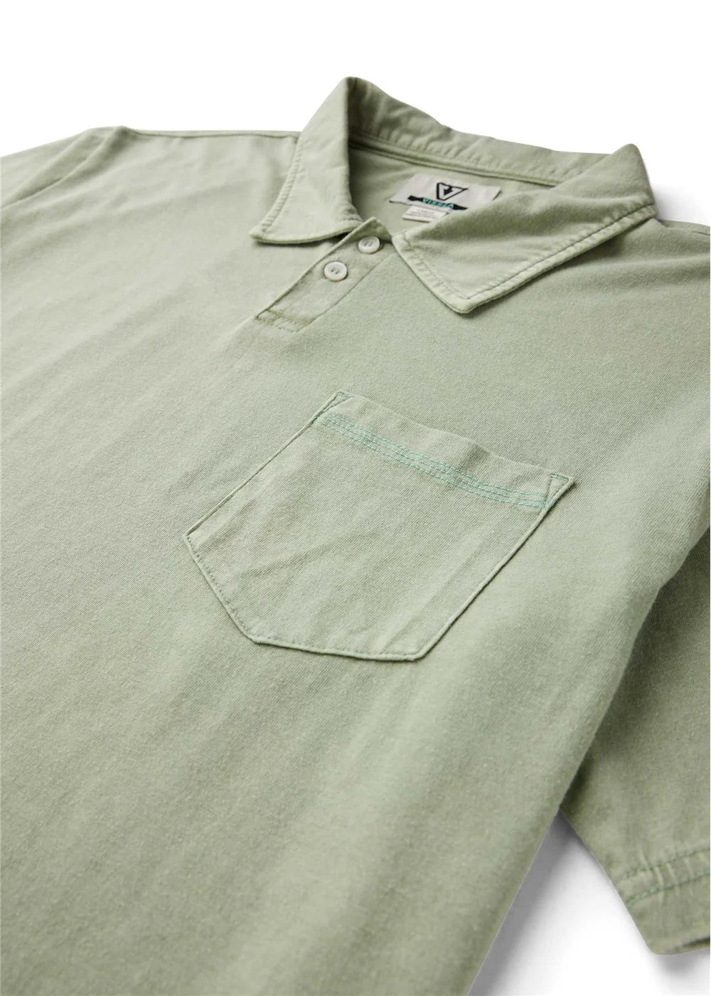 Vissla | Solid Sets Cosmic Wash Polo Tee | Sage | Close | Vagabond | Apparel | Boutique