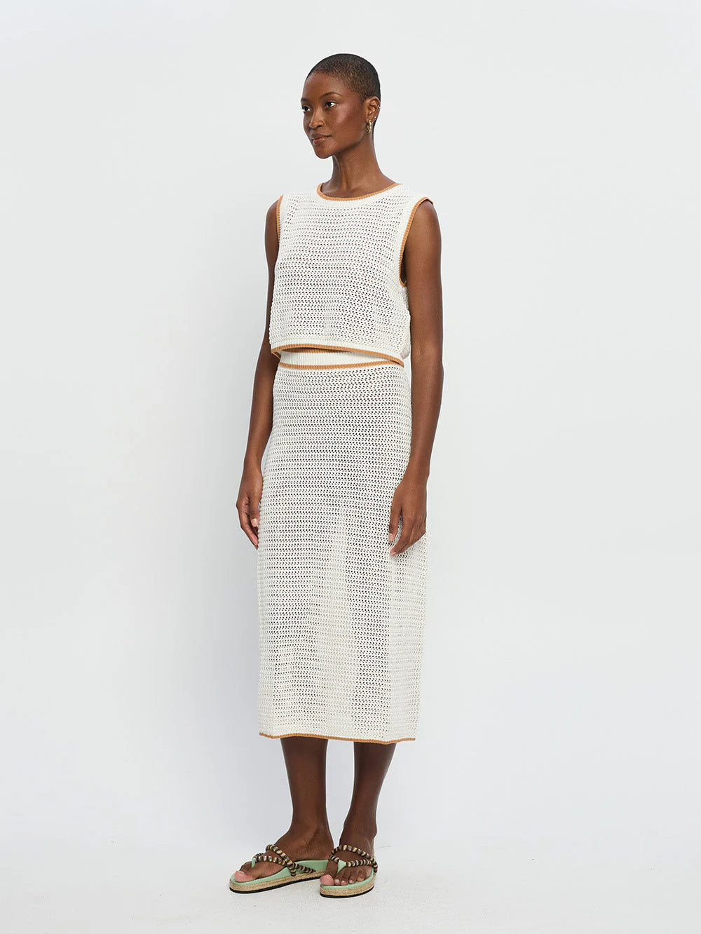 Vivi Knit Midi Skirt White | Vagabond Apparel Boutique