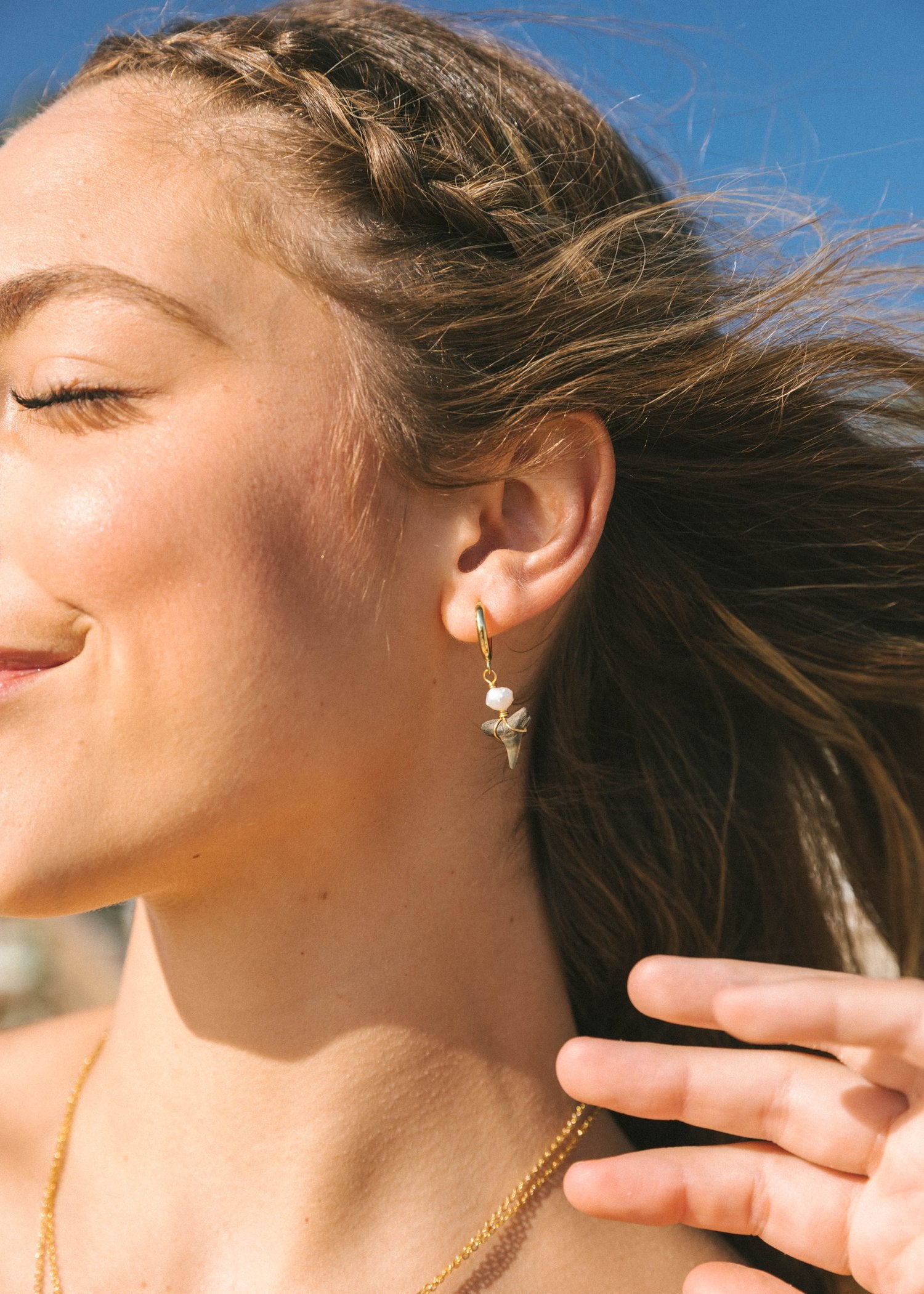 Voyage Pearl Shark Tooth Baby Hoop | Vagabond Apparel Boutique