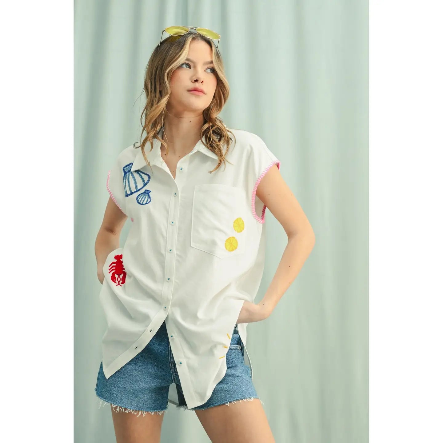 Wishlist | Embroidered Button Up | Vagabond | Apparel | Boutique