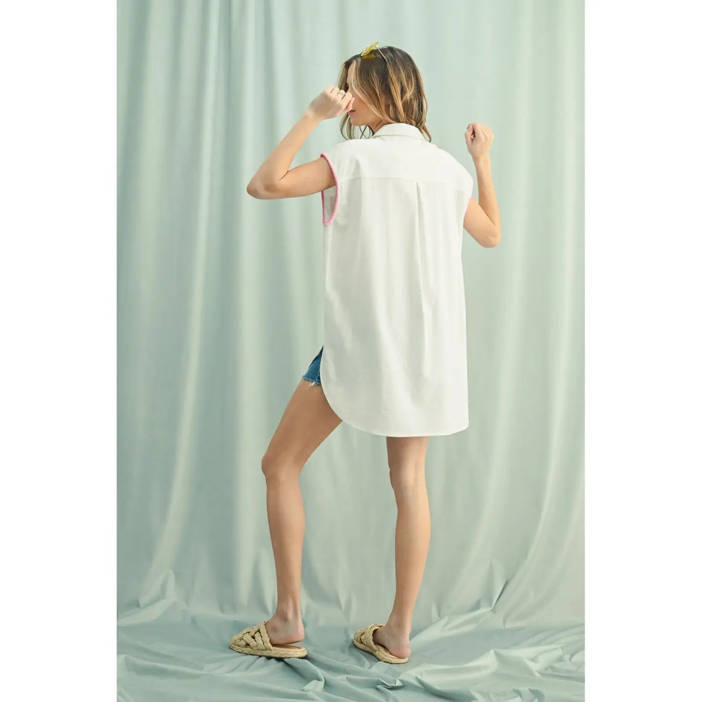 Wishlist | Embroidered Button Up | Back | Vagabond | Apparel | Boutique