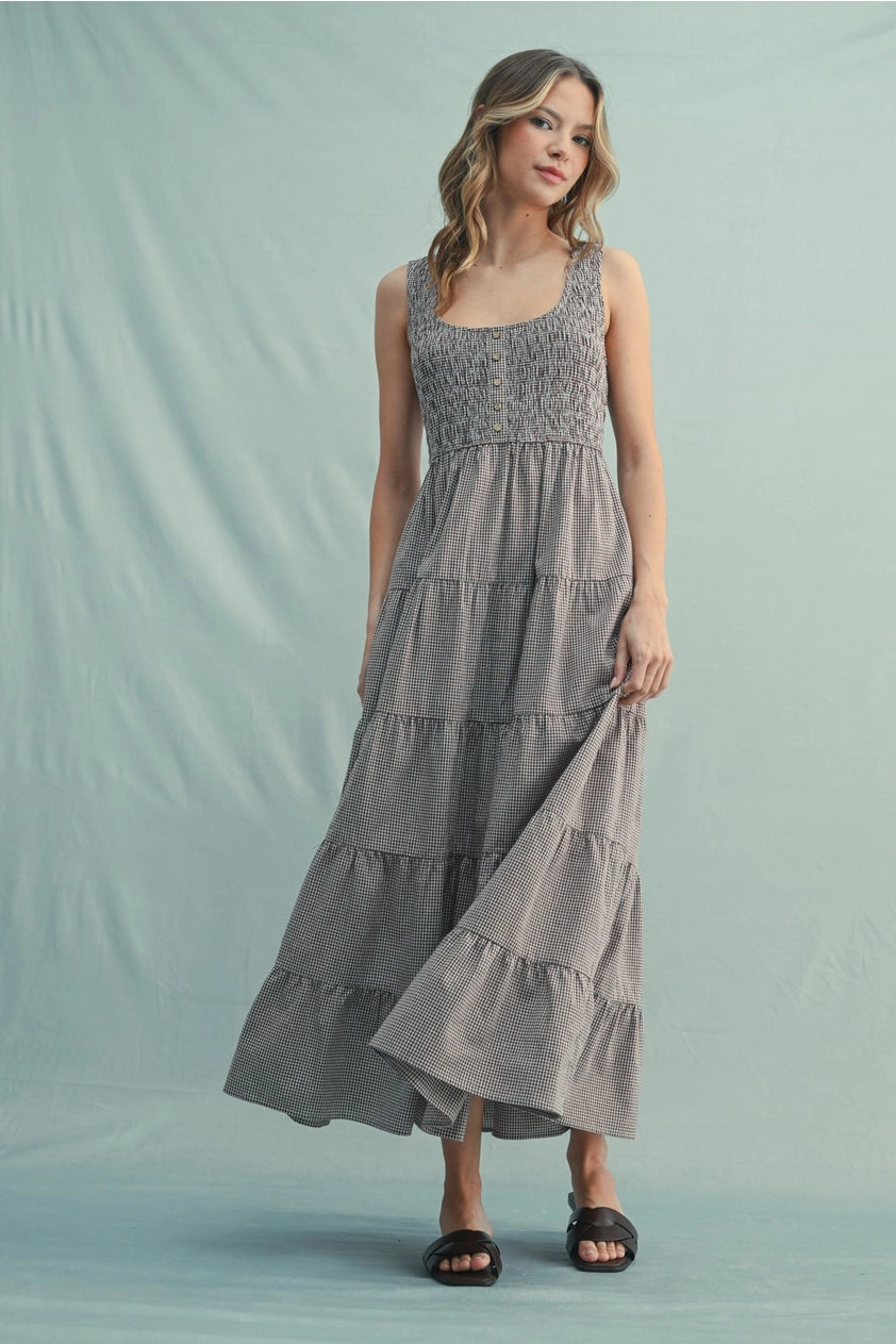 Wishlist | Plaid Tiered Midi Dress | Vagabond | Apparel | Boutique