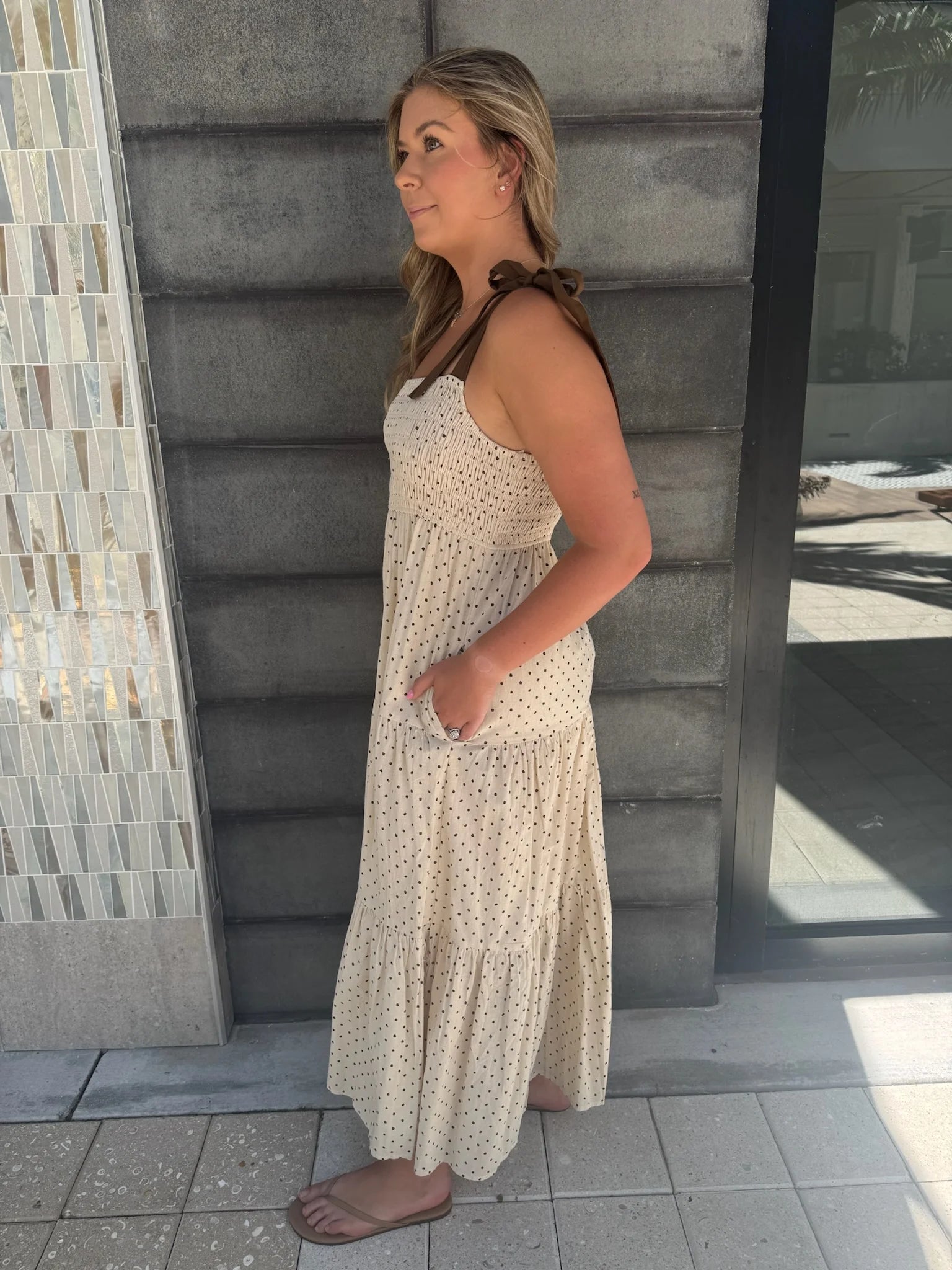 Wishlist | Tiered Polka Dot Maxi | Side | Vagabond | Apparel | Boutique