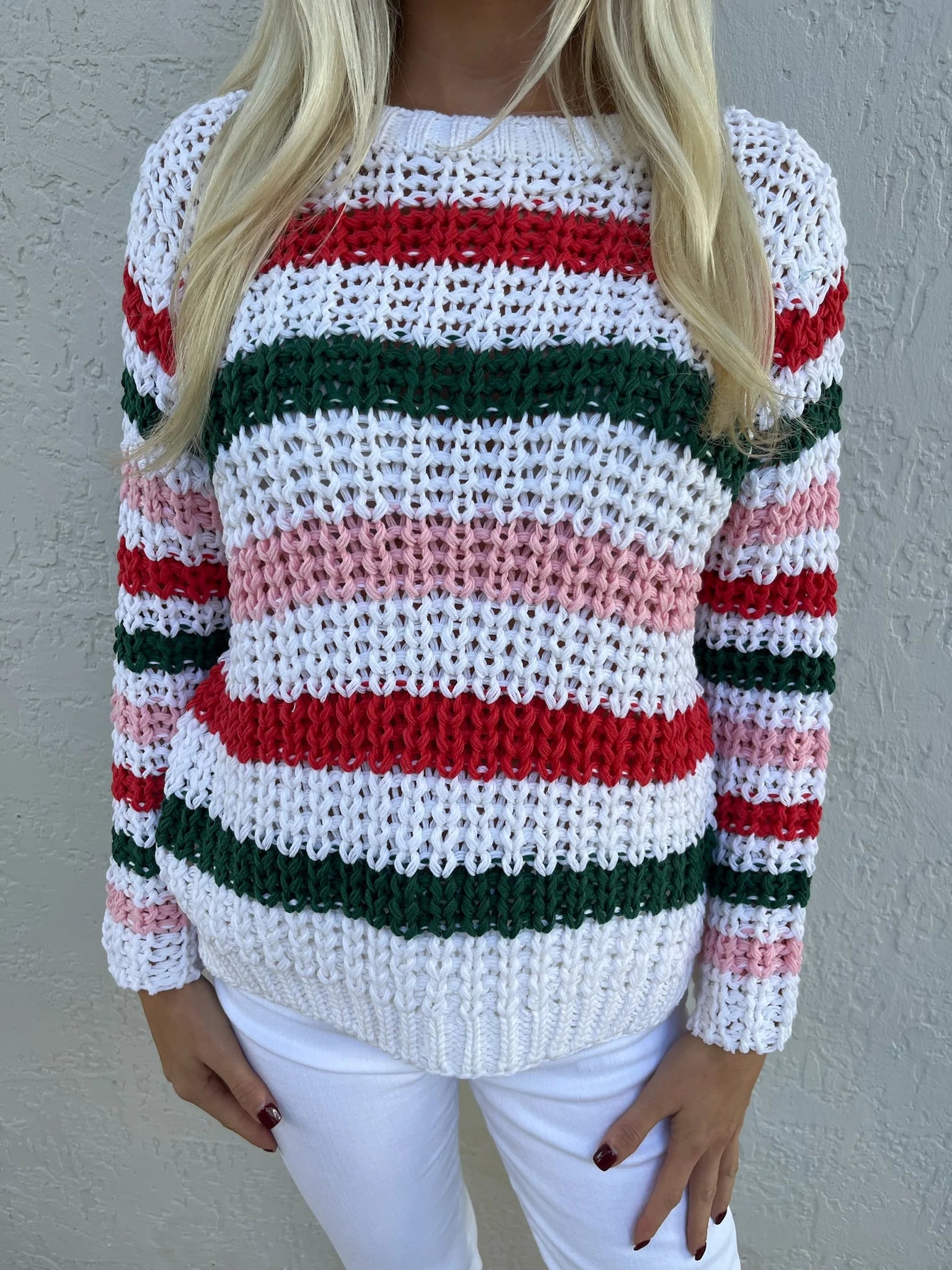 Wooden Ships | North Pole Striped Crew | Model | Close | Vagabond | Apparel | Boutique