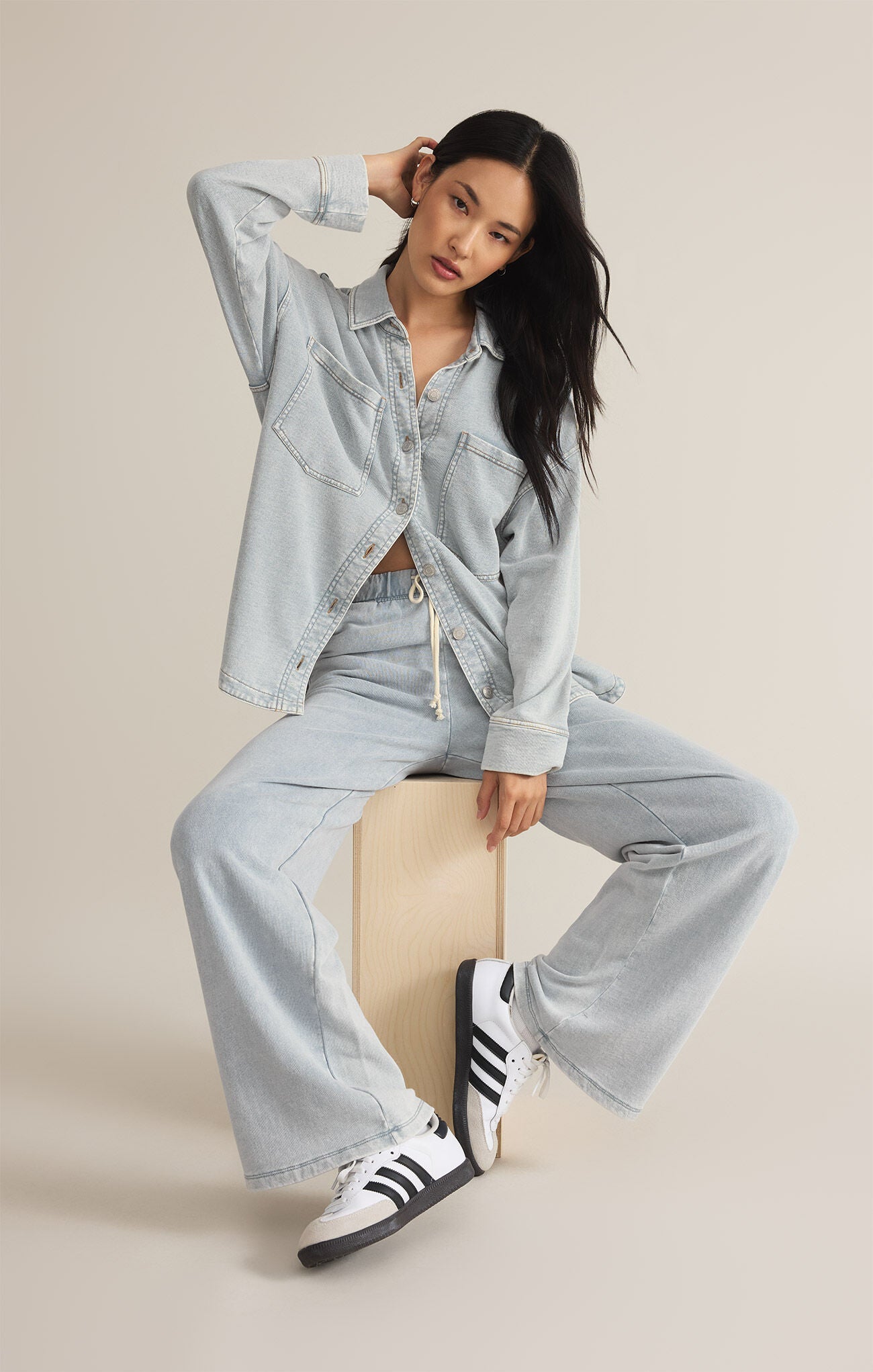 Z Supply All Day Knit Denim Jacket | Washed Indigo | Vagabond Apparel Boutique