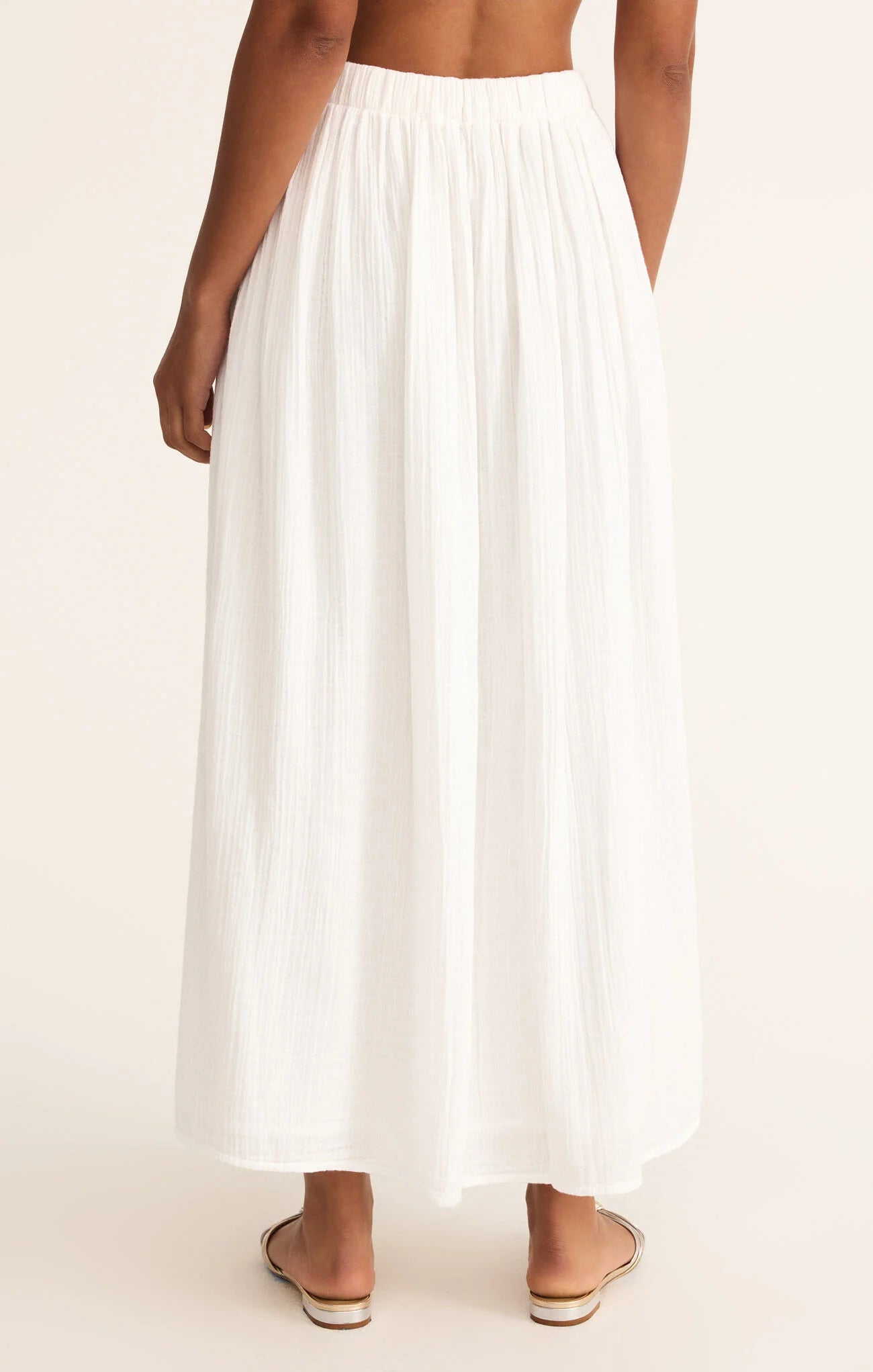 Z Supply | Reina Airy Midi Skirt | White | Back | Vagabond | Apparel | Boutique