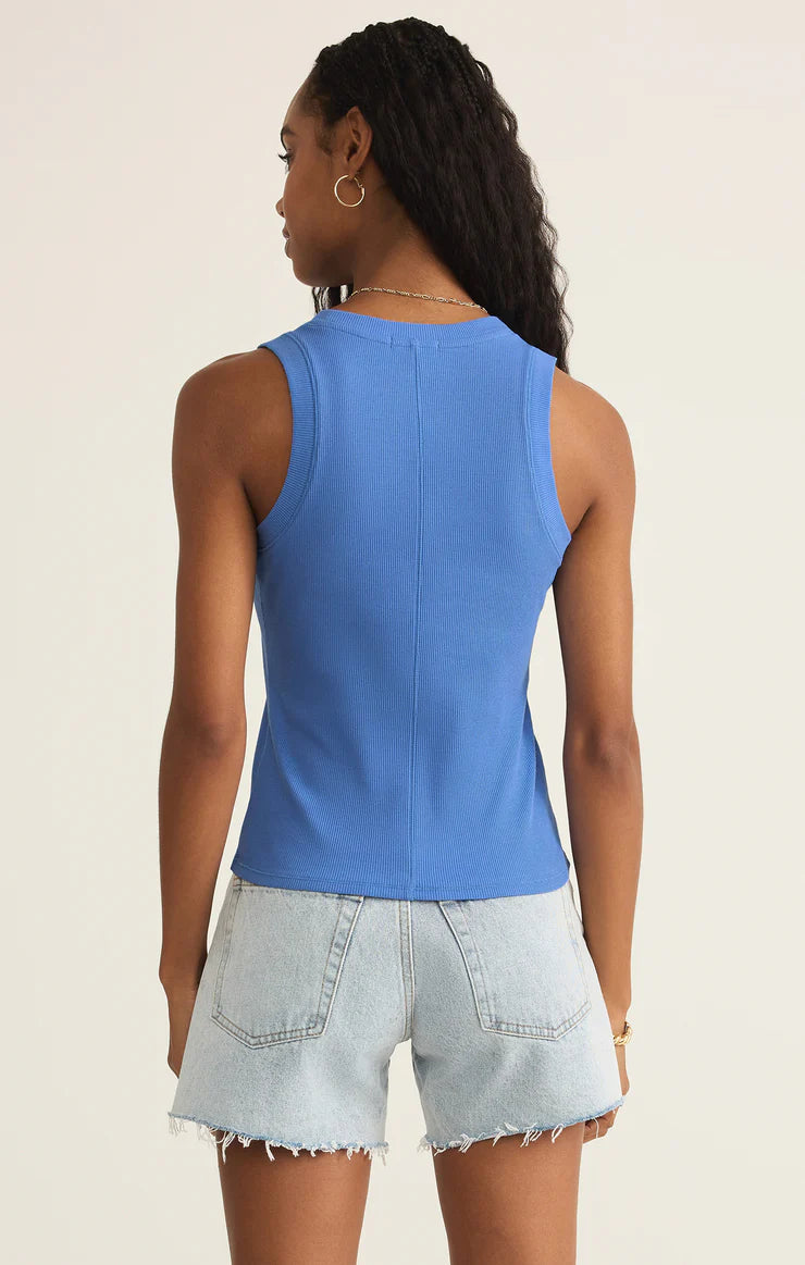 Z Supply | Sirena Rib | Bay Blue | Back | Vagabond | Apparel | Boutique