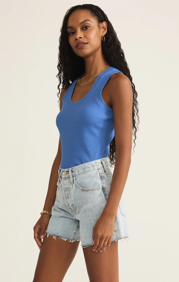 Z Supply | Sirena Rib | Bay Blue | Side | Vagabond | Apparel | Boutique