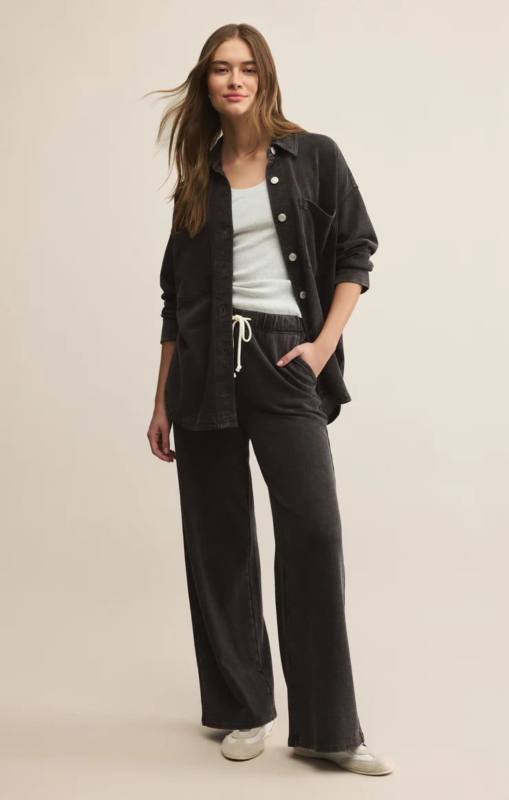 Z Supply | All Day Knit Denim Jacket | Vintage Black | Model | Vagabond | Apparel | Boutique