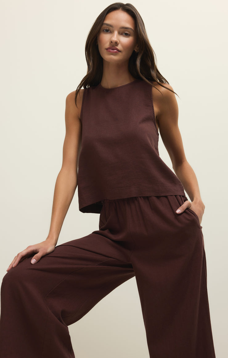 Z Supply | Scout Linen Pant | Chocolate Cherry | Model | Vagabond Apparel | Boutique