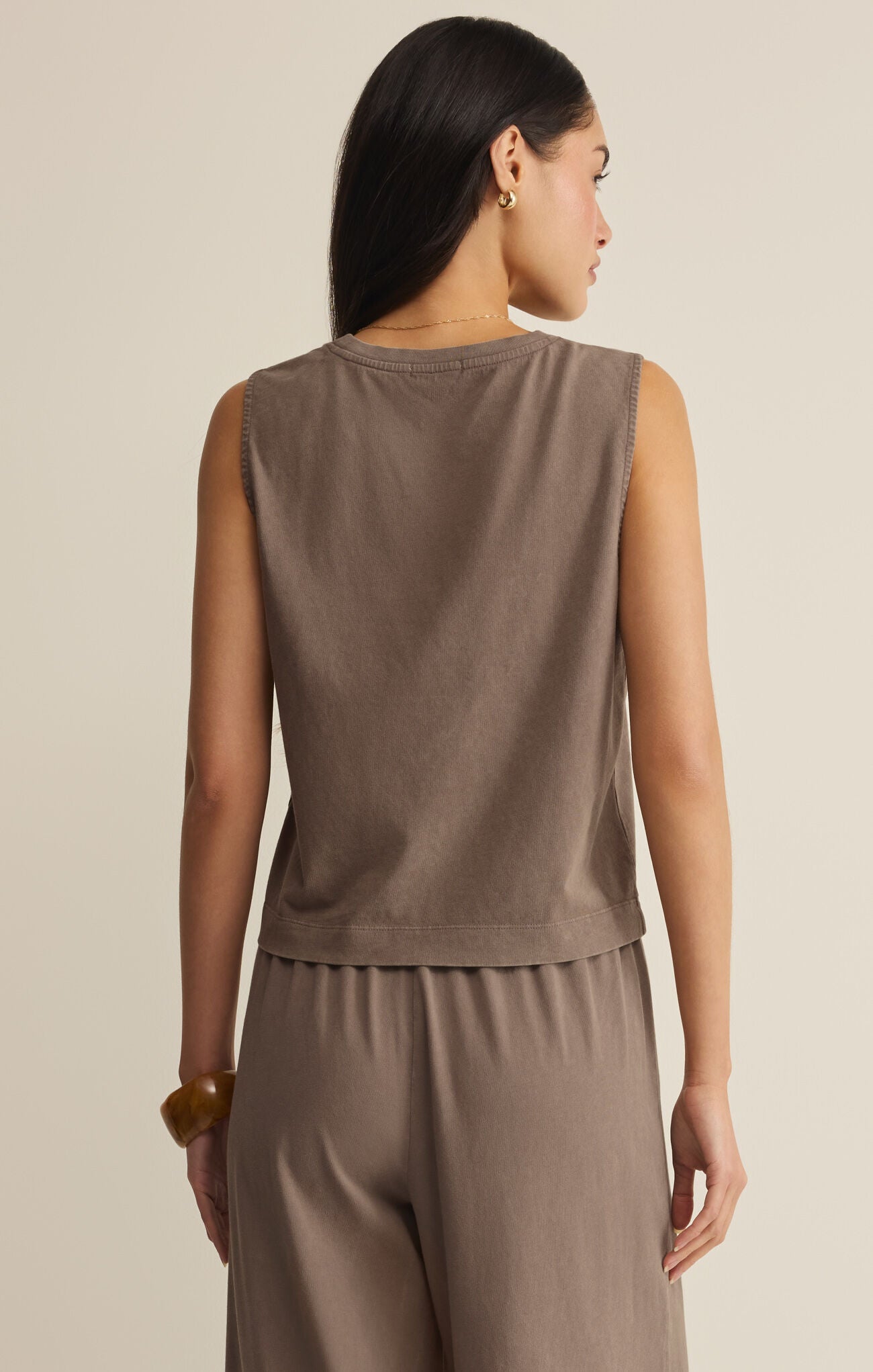 Z Supply | Sloane Jersey Muscle | Perfectly Taupe | Back | Vagabond | Apparel | Boutique