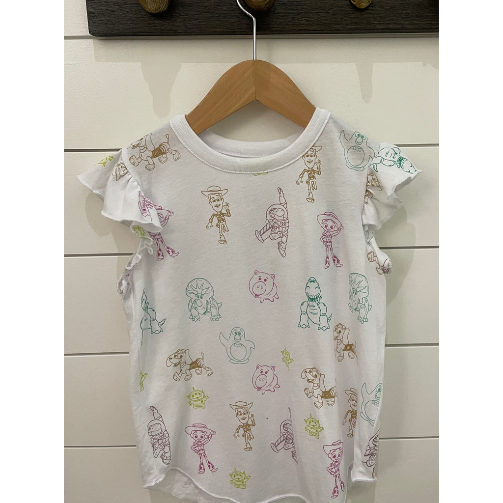 Chaser Girls Toy Story Scribble Flutter Sleeve Muscle Tee