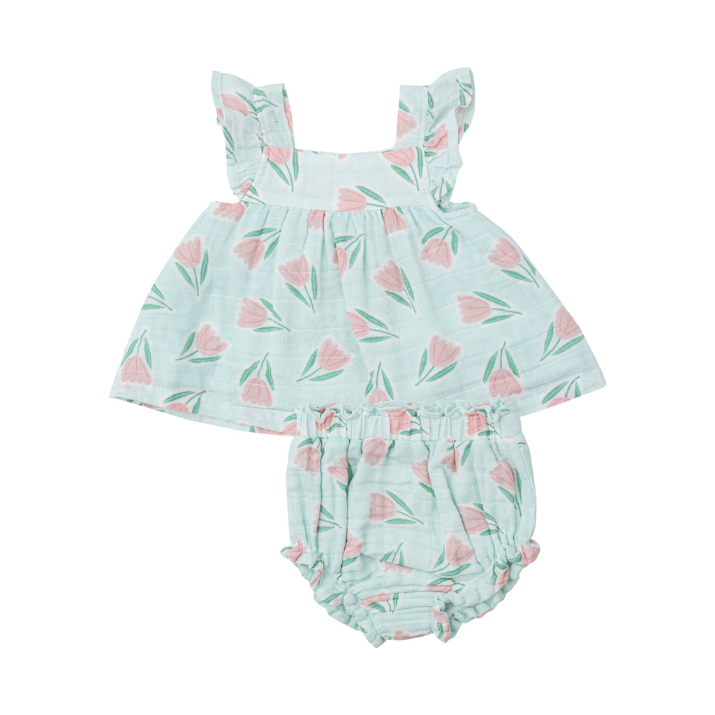Angel Dear Tulip Pinafore Dress And Diaper Cover Set
