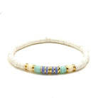 Silver Girl Mini Color Block Stripe Heishi Bracelet Periwinkle