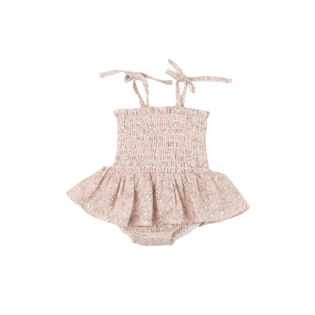 Angel Dear Baby's Breath Floral Smocked Bubble With Skirt Pink