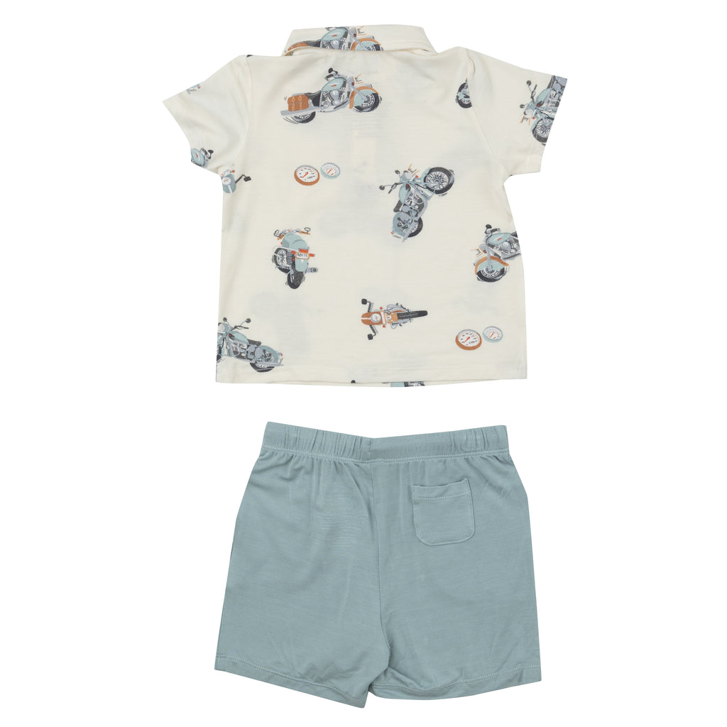 Angel Dear Vintage Motorcycle Polo Shirt and Short Set