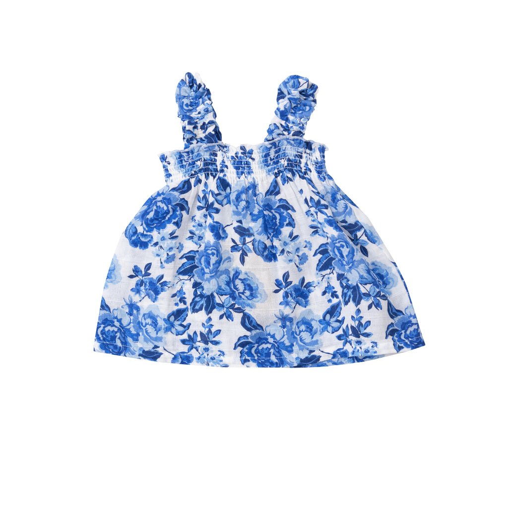 Angel Dear Ruffly Strap Top And Bloomer Set Roses In Blue