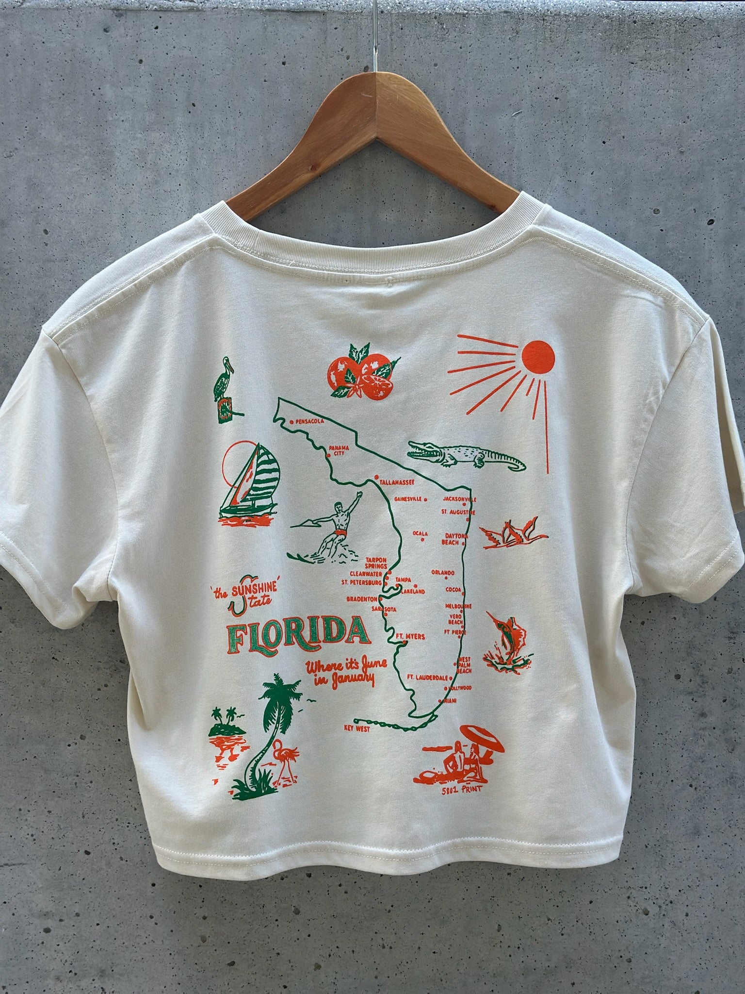 5801 Print House | Florida Map Crop Top | Back Full | Vagabond | Apparel | Boutique
