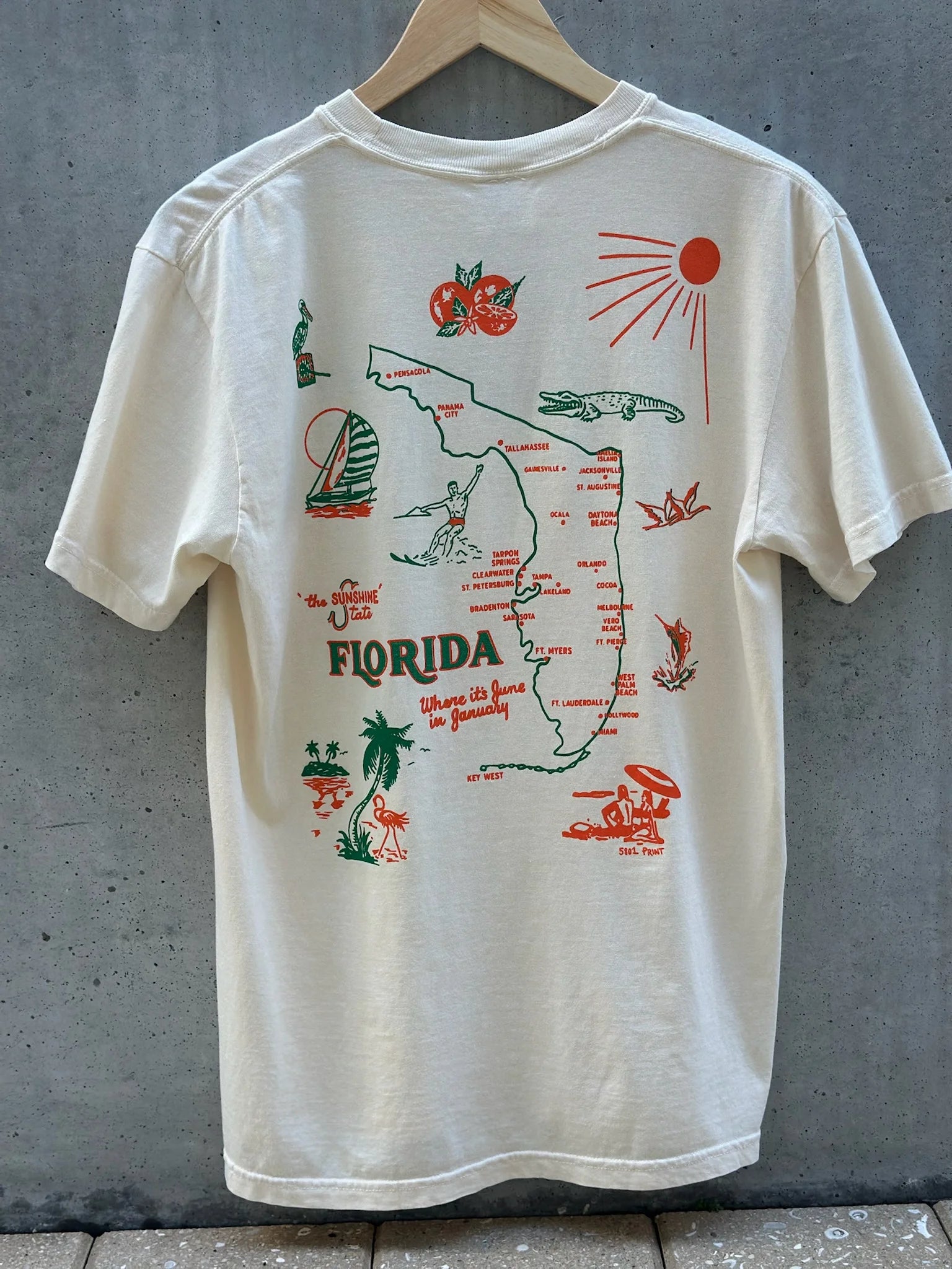 5801 Print House | Mens Florida Map Tee | Back | Vagabond | Apparel | Boutique