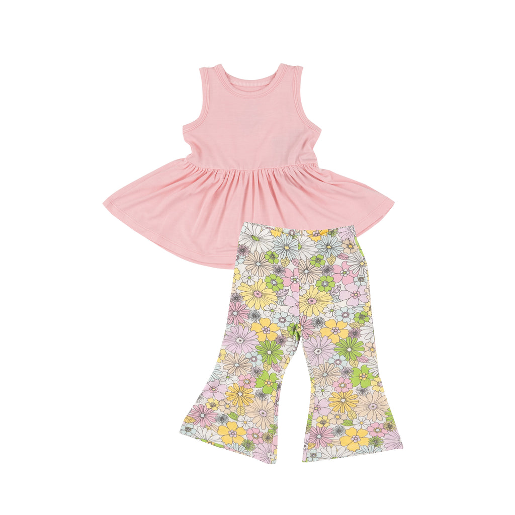 Angel Dear Peplum Tank Top and Baby Bell Set Retro Floral