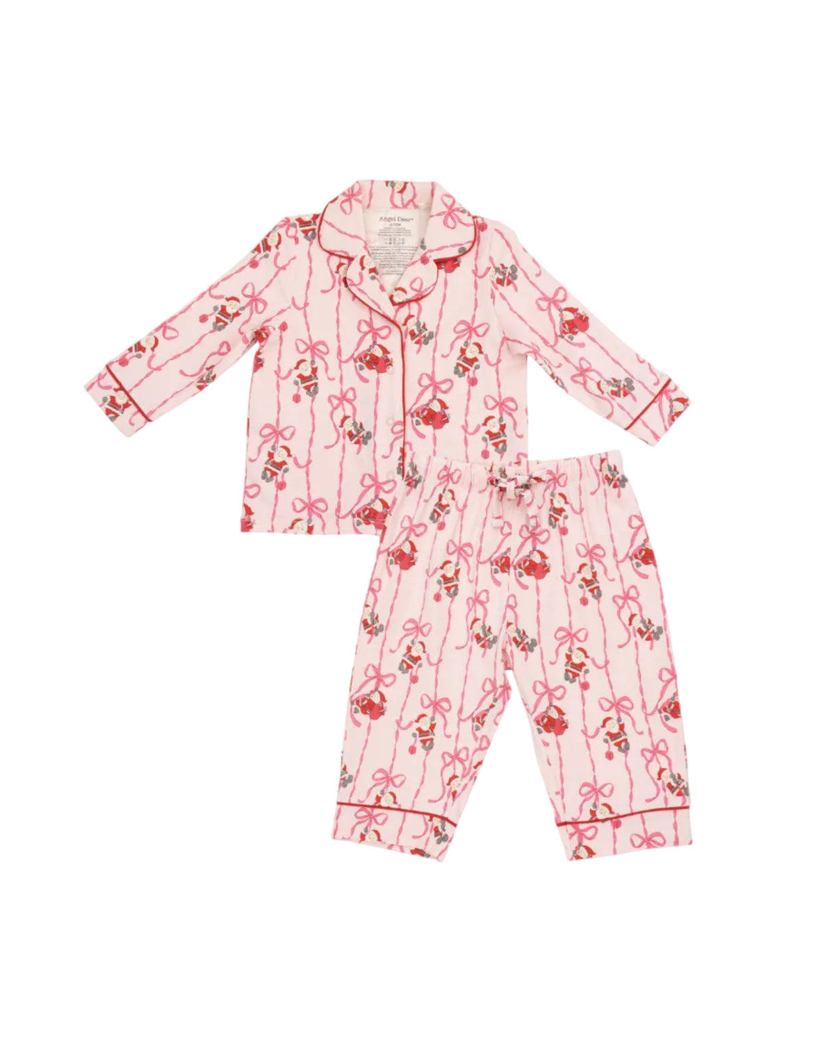 Angel Dear |  Bows & Santa LS Coat Style W/Pant | Vagabond | Apparel | Boutique