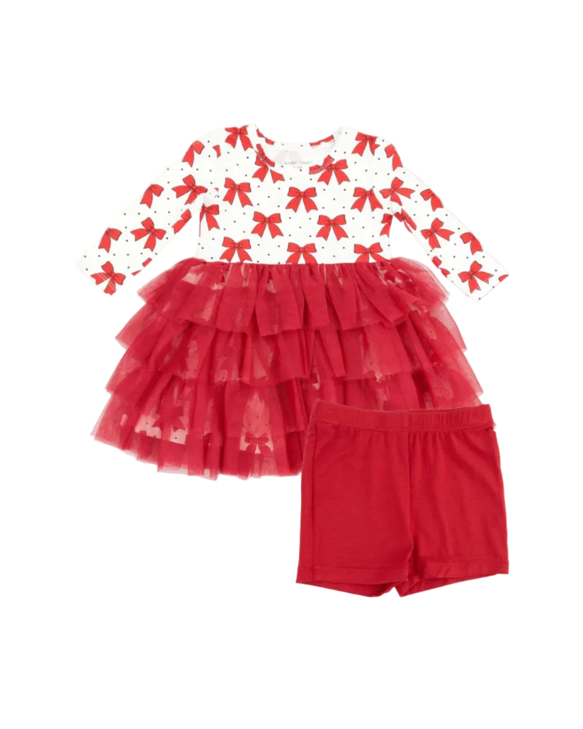 Angel Dear Festive Bows Twirly LS Tutu Dress W/Shorts