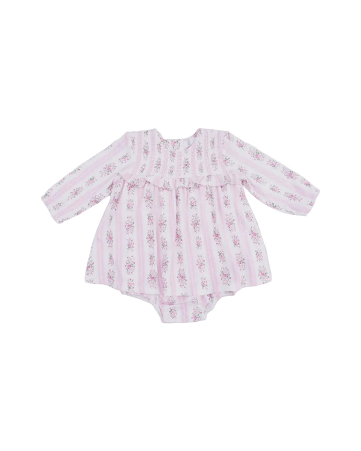 Angel Dear | Bella Rose Stripe LS Smocked Ruffle Bubble W/Skirt | Vagabond | Apparel | Boutique