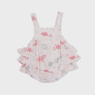 Angel Dear | Flamingos Ruffle Sunsuit | Front | Vagabond | Apparel | Boutique