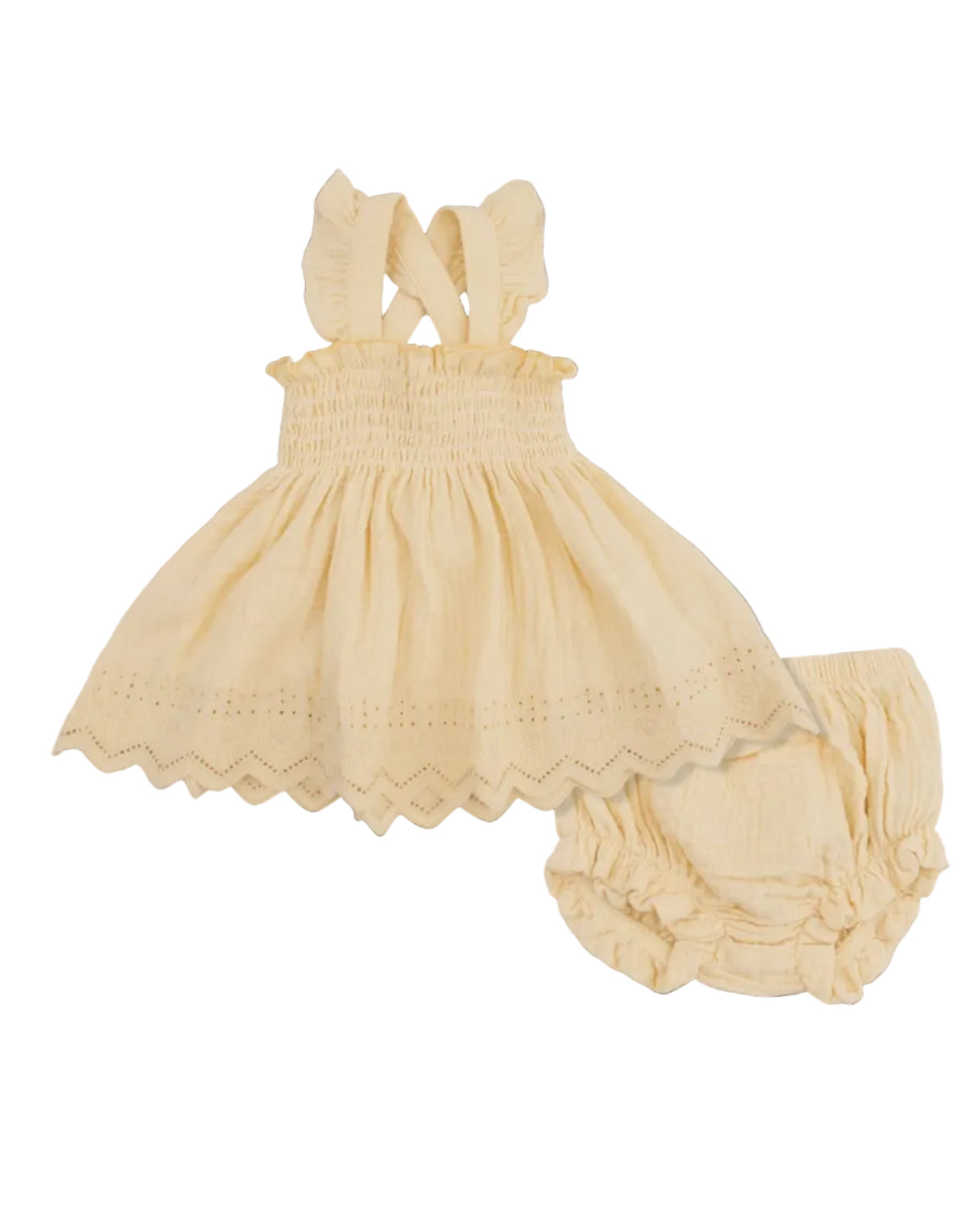 Angel Dear | Solid Muslin Italian Straw Smocked Top W/ Bloomer | Vagabond | Apparel | Boutique