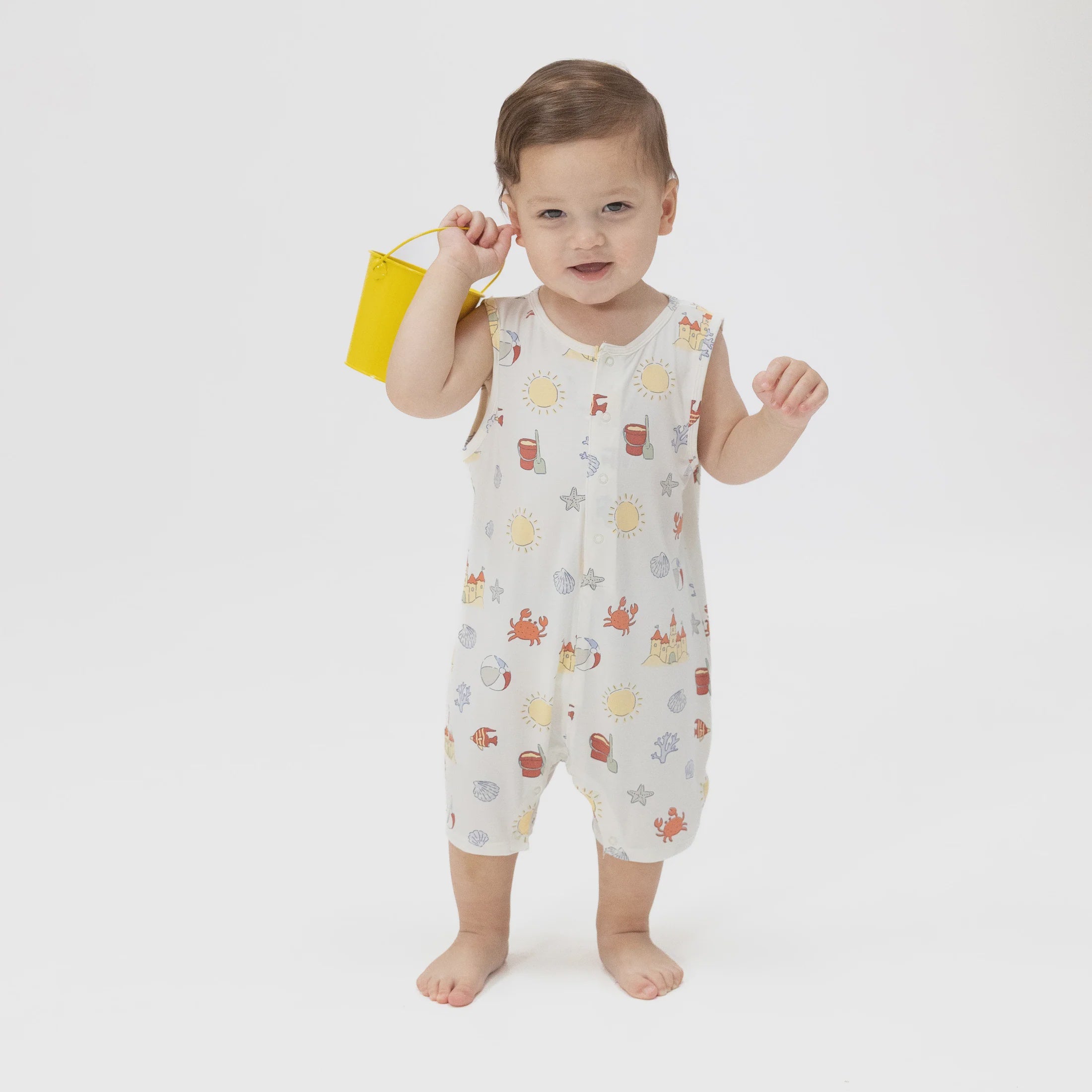 Angel Dear | Sunny Sandcastles Sleeveless Shortie Romper | Vagabond | Apparel | Boutique