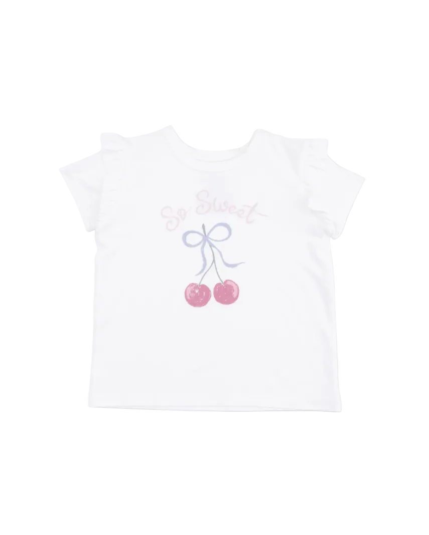 Angel Dear |  Sweet Bow Cherries Ruffle Tee | Front | Vagabond | Apparel | Boutique