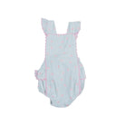 Angel Dear | Tiny Cherry Stripe Ric Rac Ruffle Sunsuit | Front | Vagabond | Apparel | Boutique
