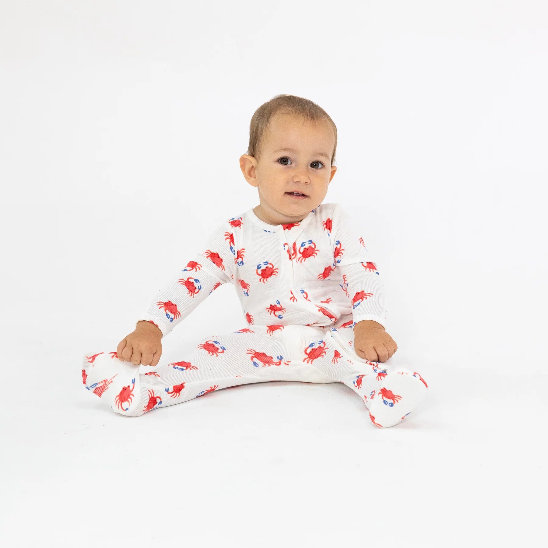 Angel Dear | Crabby Cutie 2 Way Zipper Footie | Model | Vagabond | Apparel | Boutique