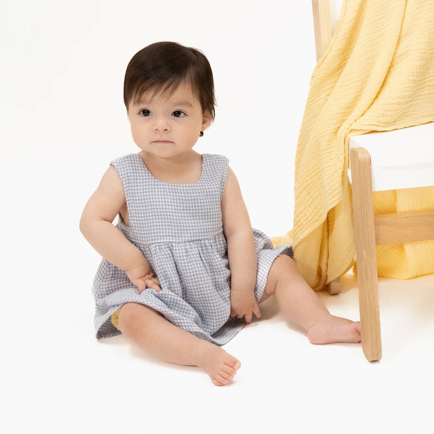 Angel Dear | Infant Micro Gingham Blue Blizzard Dress W/ Bow & Bloomer | Vagabond | Apparel | Boutique