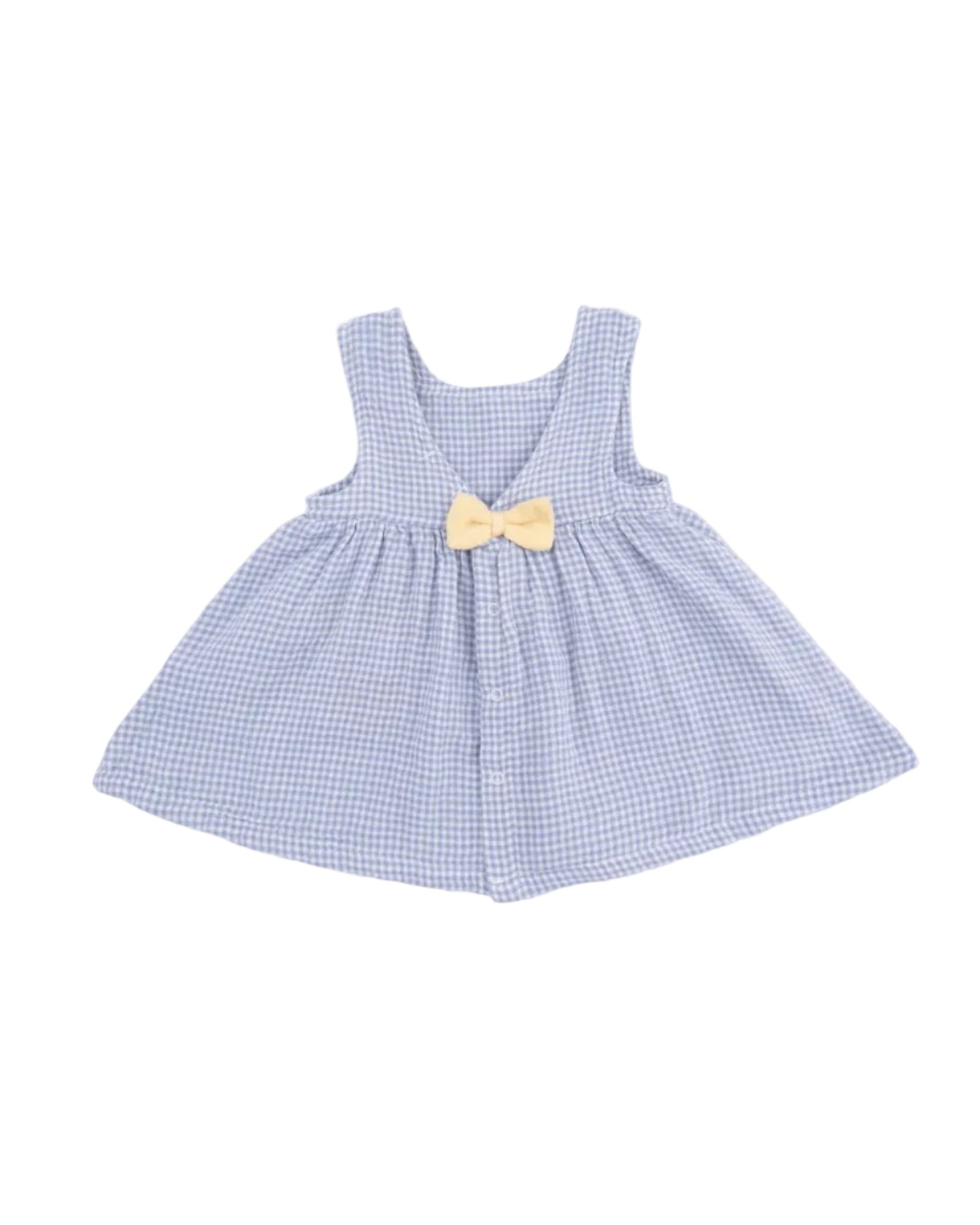 Angel Dear | Infant Micro Gingham Blue Blizzard Dress W/ Bow & Bloomer | Back | Vagabond | Apparel | Boutique