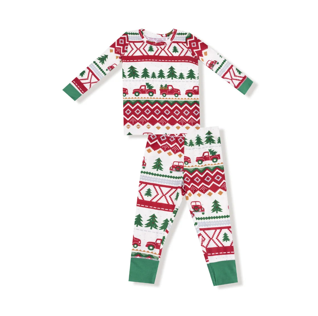 Angel Dear | Red Truck Fair Isle L/S Loungewear Set | Vagabond | Apparel | Boutique