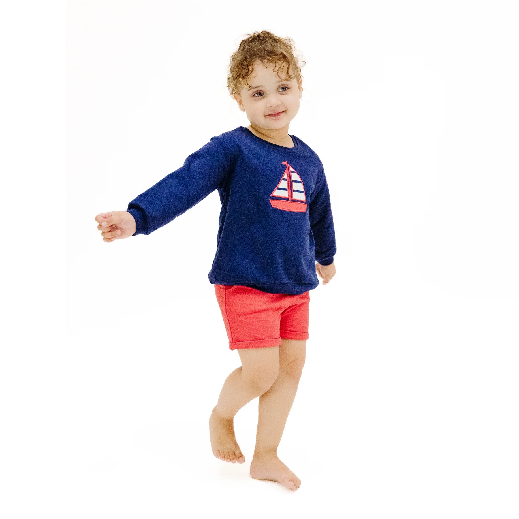 Angel Dear | Sailboat |  Terry Sweatshirt and Paperbag Short Set | Vagabond | Apparel | Boutique