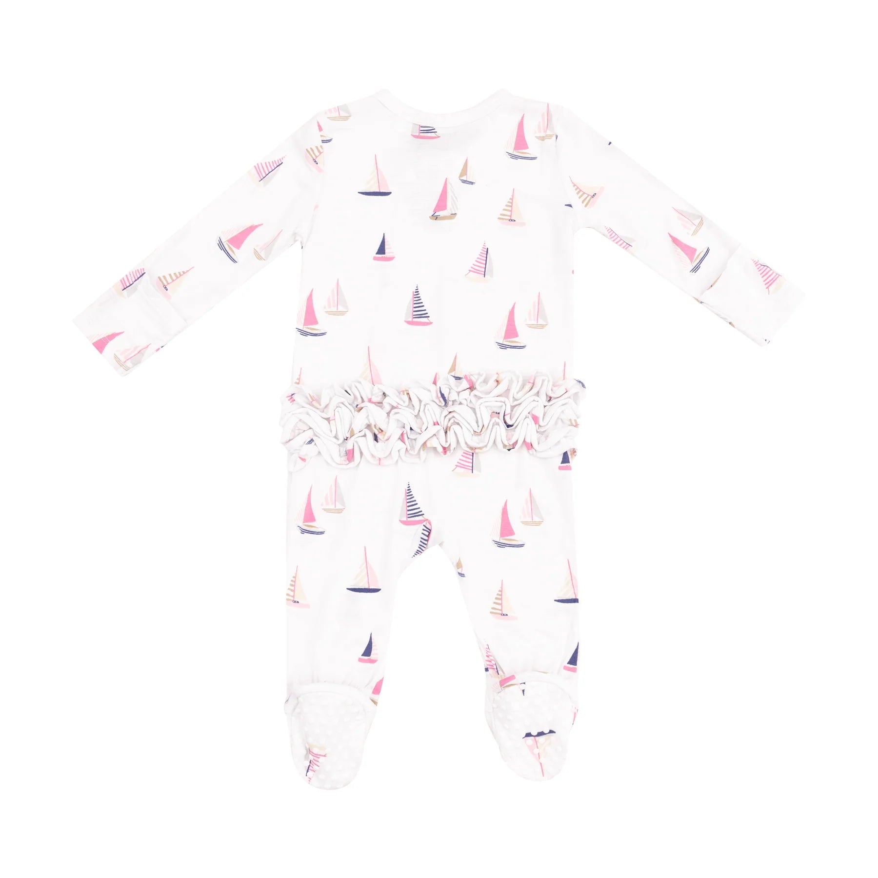 Angel Dear | Sailboat Ruffle Back 2 Way Zipper Footie | Back | Vagabond | Apparel | Boutique