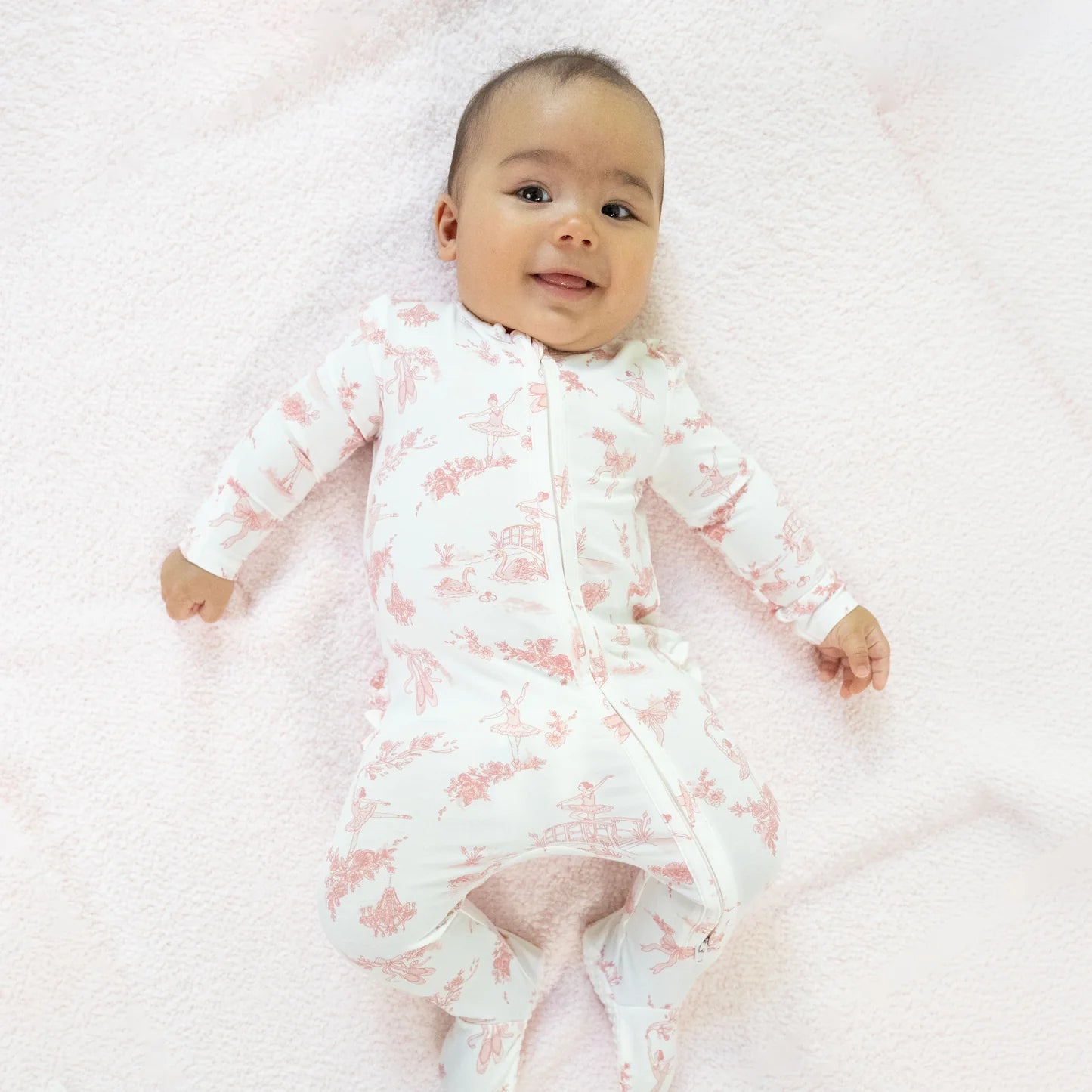 Angel Dear | Ballet Toile 2 Way Ruffle Back Zip Footie | Vagabond | Apparel | Boutique