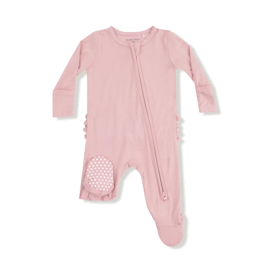 Angel Dear | Basic 2 Way Zip Ruffle Footie | Mellow Rose | Vagabond | Apparel | Boutique