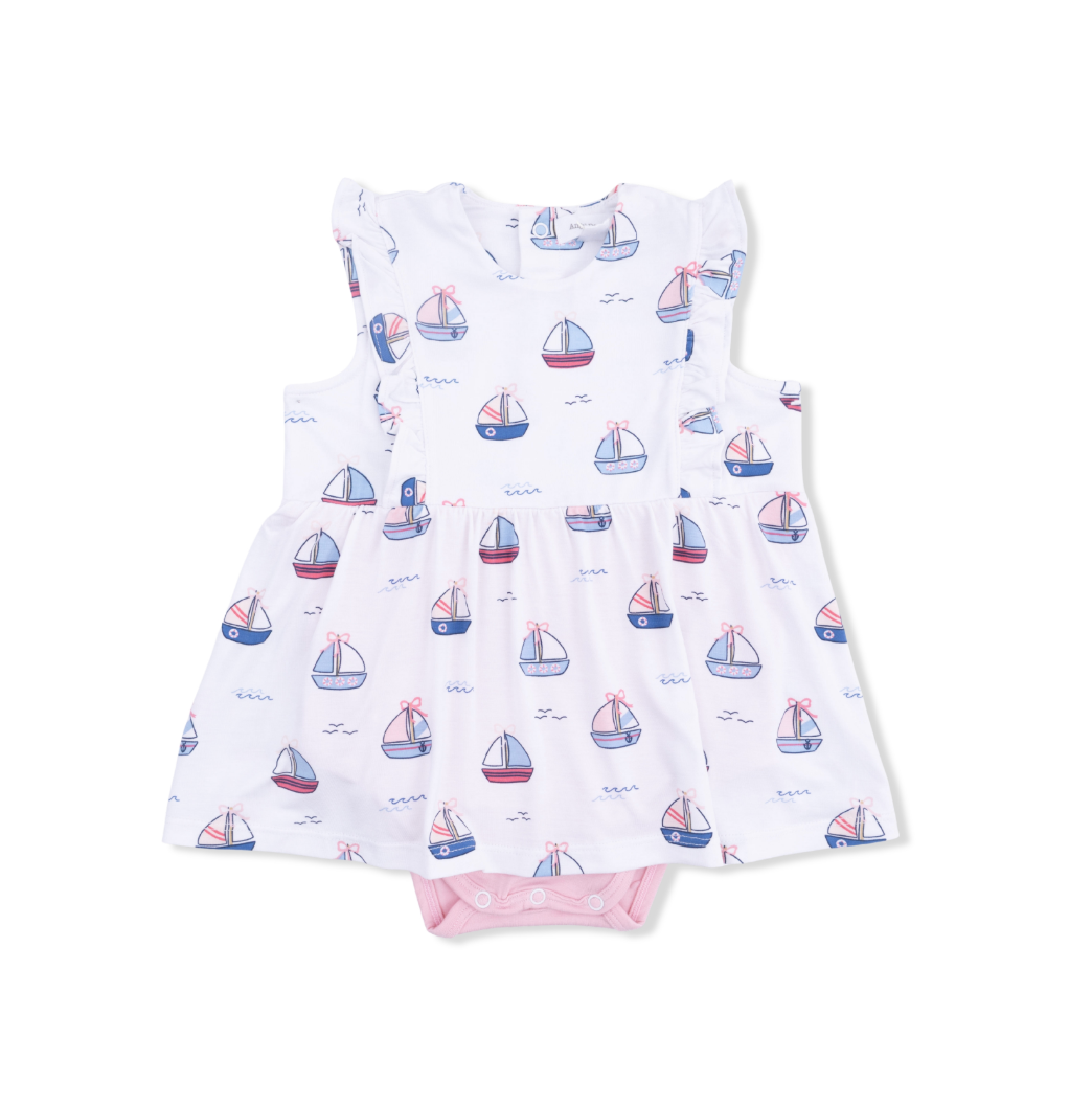 Angel Dear | Bubbly Sailboats Ruffle Bodysuit | Back | Vagabond | Apparel | Boutique