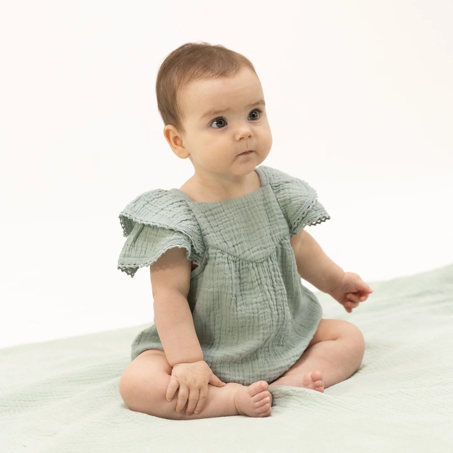 Angel Dear | Solid Muslin Jadeite V Neck Bubble | Vagabond | Apparel | Boutique