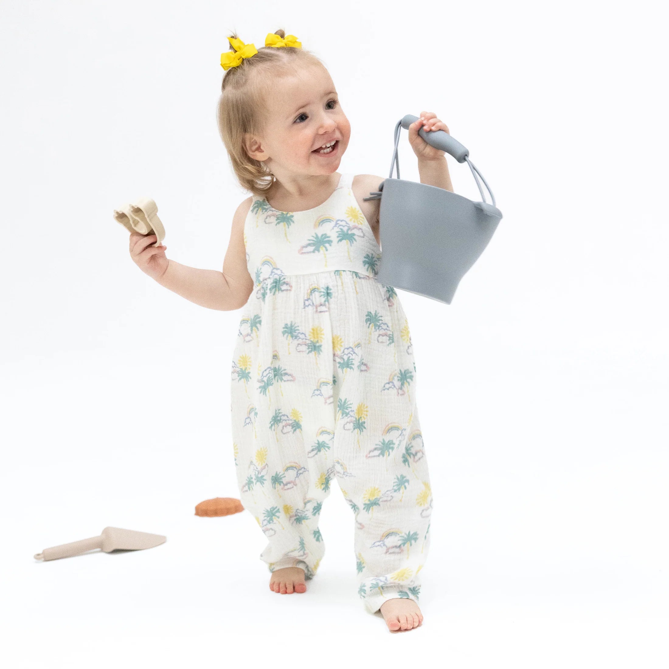 Angel Dear | Palm Trees and Rainbows Tie Back Romper | Vagabond | Apparel | Boutique