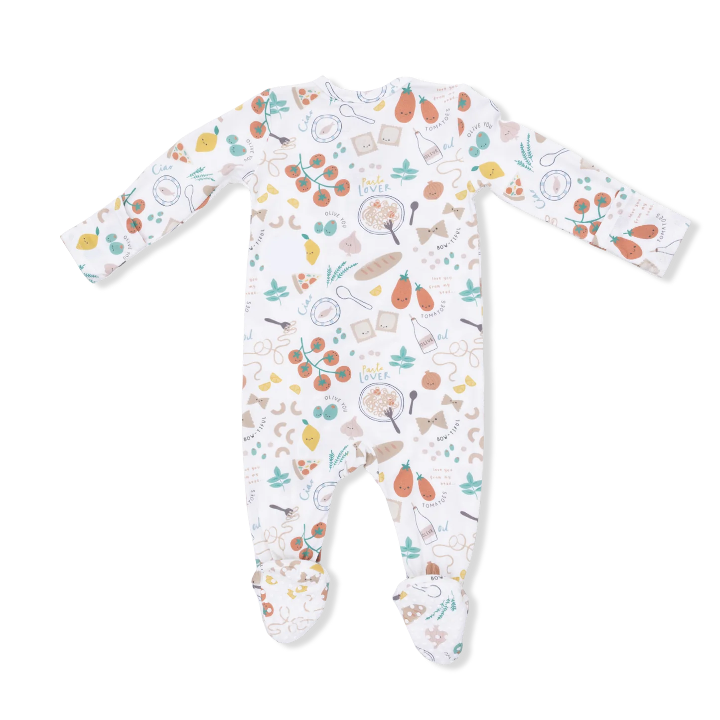 Angel Dear | Pasta Lovers 2 Way Zipper Footie | Back | Vagabond | Apparel | Boutique