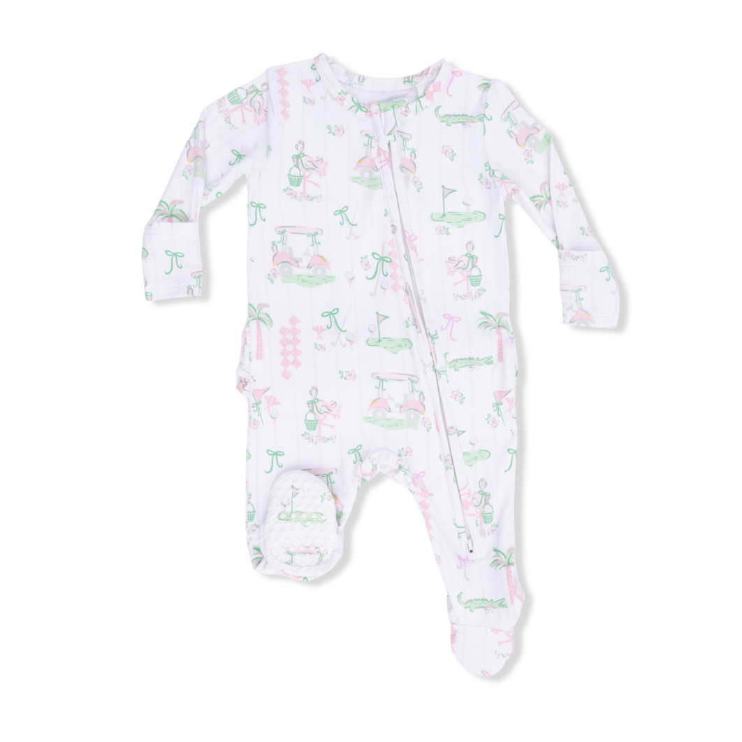Angel Dear | Pretty Golf 2 Way Ruffle Back Zipper Footie | Front | Vagabond | Apparel | Boutique