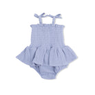 Angel Dear | Solid Muslin Blue Blizzard Smocked Bubble W/Skirt | Back | Vagabond | Apparel | Boutique