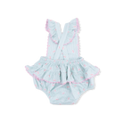 Angel Dear | Tiny Cherry Stripe Ric Rac Ruffle Sunsuit | Back | Vagabond | Apparel | Boutique